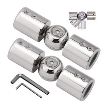 Conector de canto para varão de cortina (2 peças), ajustável, para varões de cortina de 1 polegada em janelas de sacada (prateado)