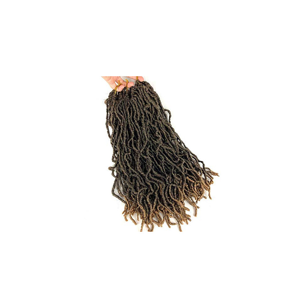 Unisex Black 14 Inch Nu Locs Crochet Hair 6 Packs Prelooped Soft Locs For Women, Natural Look T27