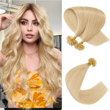 U Tip Keratin Bond Remy Human Hair Extensions 24 Inch Natural Blonde Seamless LongLasting Wear