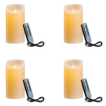 4x LED gyertya, pislákoló lángmentes gyertyák, újratölthető gyertya, valódi viaszgyertyák távirányítóval, 10cm A
