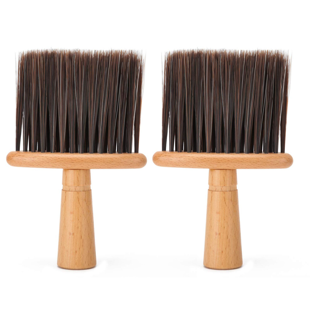 Black Professional Barber Neck Duster Brush With Soft Dense Bristles And Ergonomic Wooden Handle,