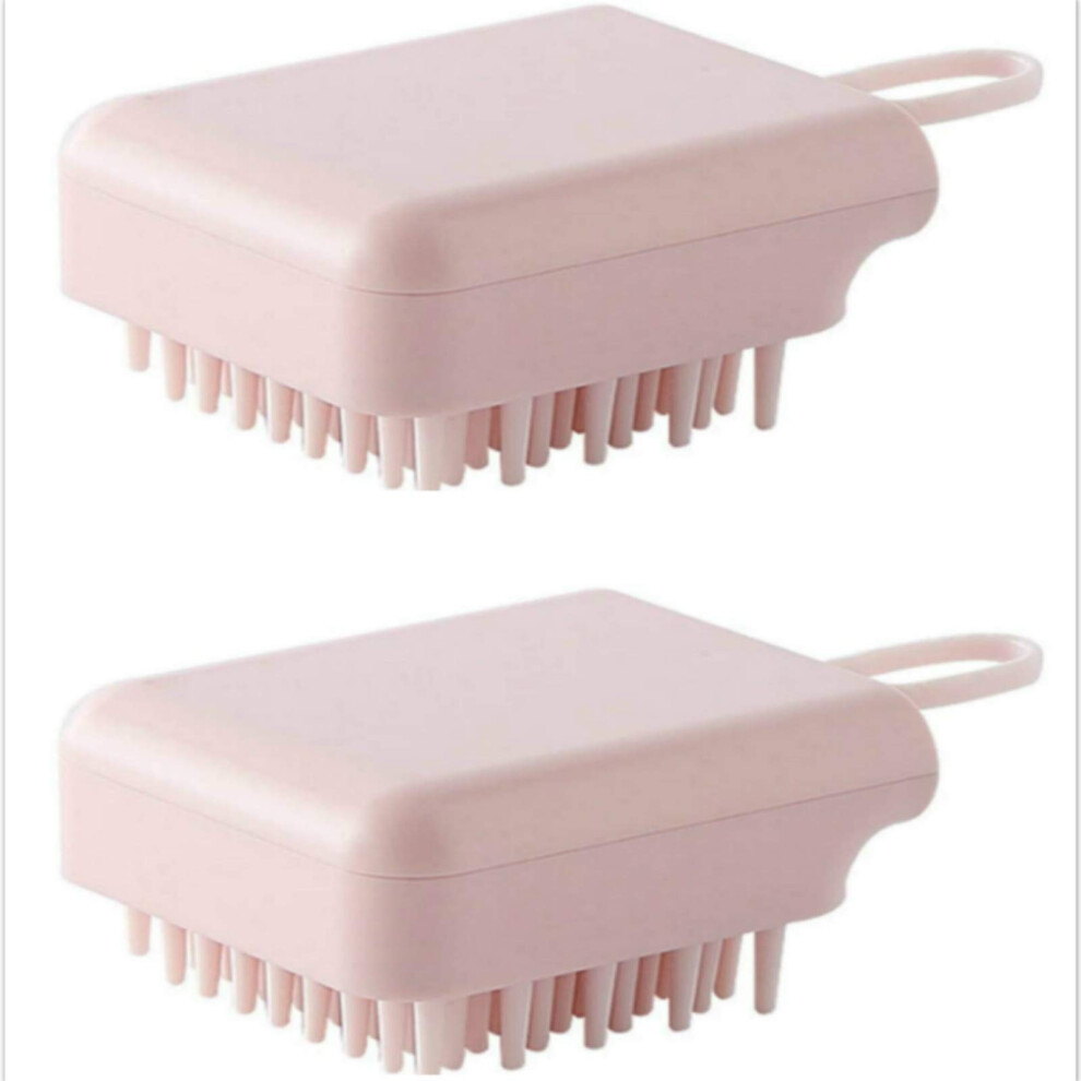 Pink 2 Pcs Scalp Massager Brush Set For Hair Growth And Dandruff Relief With Soft Bristles