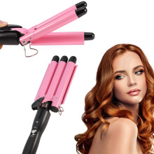 Triple Barrel Curling Iron 1 Inch Tourmaline Ceramic Hair Waver for Beach Waves with Fast Heat Up