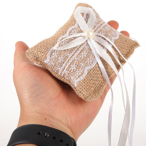 2pcs Bridal Linen Ring Pillow Creative Lace Ring Box for Wedding Ring Storage 2