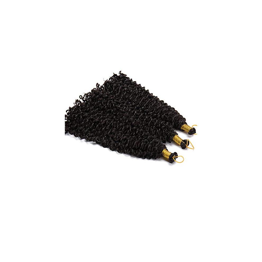 Unisex Brown Crochet Hair Extensions Dark Marley Braid Water Wave Kinky Curly Heatresistant 14' 3 Bundles