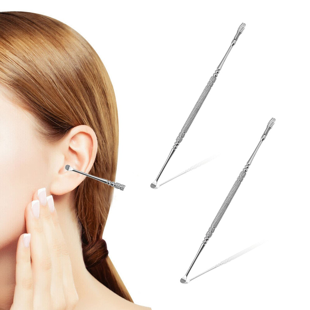 Ear Wax Removal Tool 2 Pack Stainless Steel DoubleEnded Ear Pick with AntiSlip Handle for Adults
