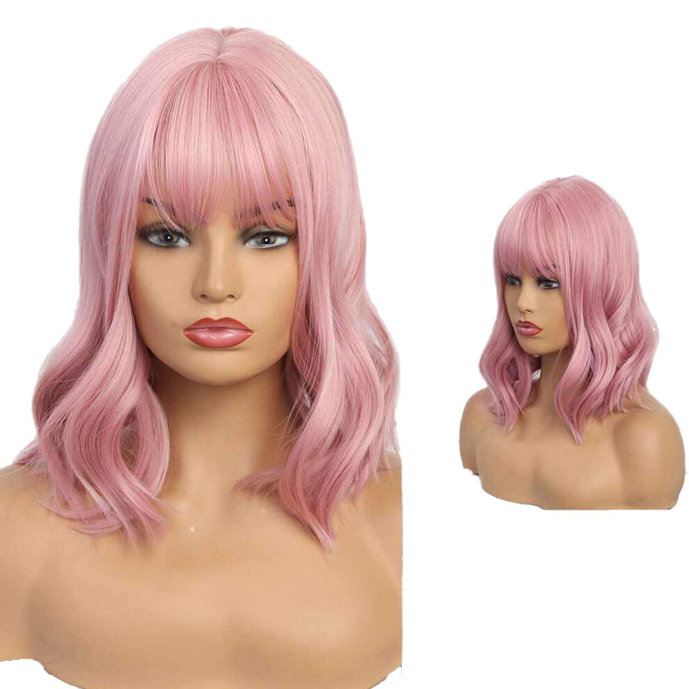 Unisex Black,Brown Synthetic Wigs For Women Black Brown Blonde Ombre Wavy Heat Resistant Middle Part Cosplay Wig