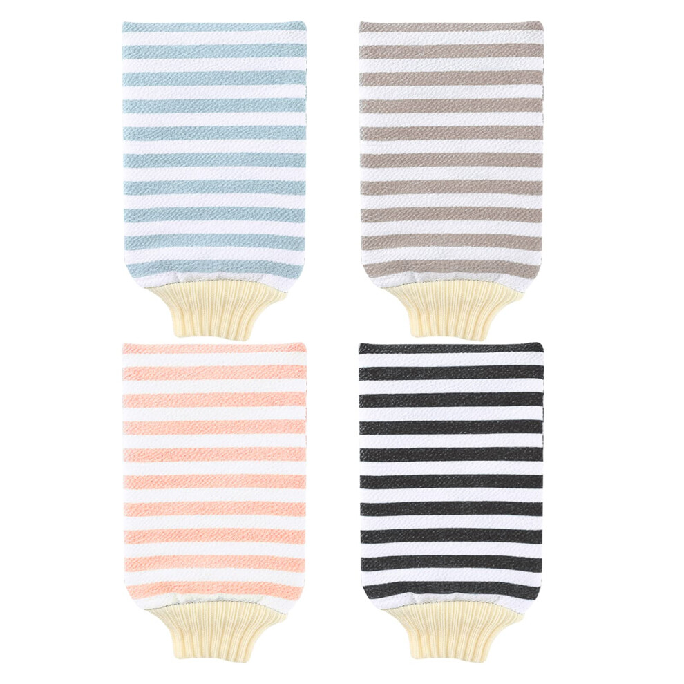 Exfoliating Gloves for Dead Skin Removal, Gentle Body Scrub Mitt for Smooth Skin, 4 Colors Pack