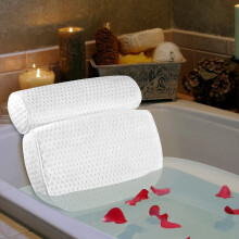 Bath Pillow with 4D Air Mesh and 7 Suction Cups for Ergonomic Head Neck Shoulder Support in Tub