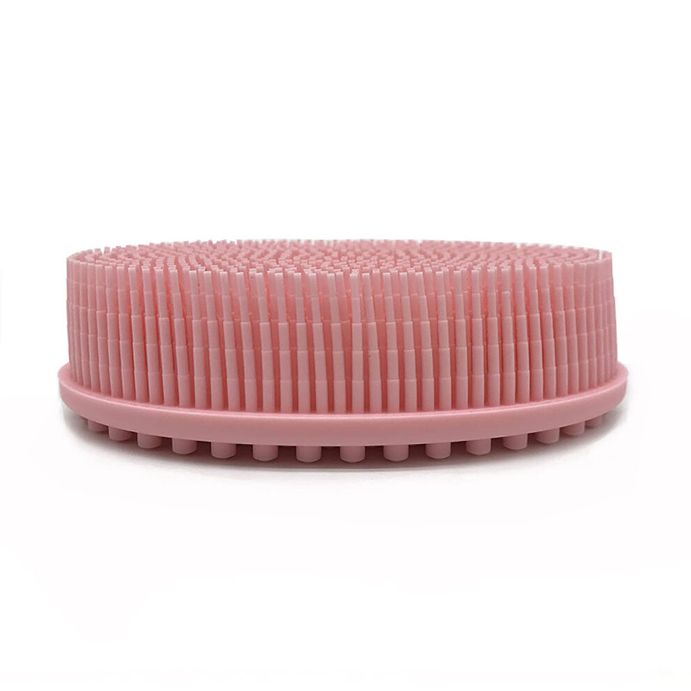Pink Silicone Shower Brush With Dualsided Bristles, Gentle Exfoliating Body Scrubber For Sensitive Skin, 1Pcs