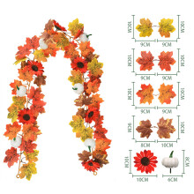 Saldi di Natale 2024! WJSXC Decorazioni per la casa, vetrina con zucche artificiali, foglie d'acero, rattan e girasoli, foglie artificiali per alberi
