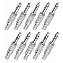 10 connettori audio TRS da 1/4'' a saldare, con molla di rilascio, per microfoni e apparecchiature DJ.