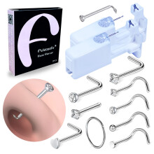Nose Piercing Kit with Hypoallergenic Stainless Steel Studs, 2PCS Disposable Nose Piercing Gun