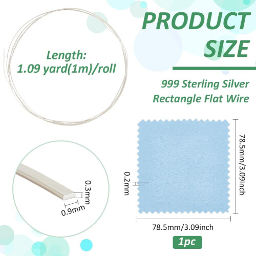 Ασημένιο Σύρμα Ασημένιο Χρώμα Φλατ 0.9x0.3mm1m/σετ 1