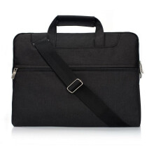 Laptopväska med axelrem, kompatibel med 13-13,3 tums MacBook Pro/Air bärbar dator, polyesterväska med flapover-fälgar, svart