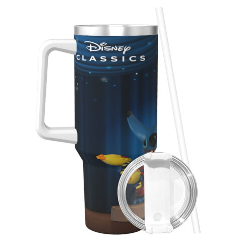 Ποτήρι Stitch40Oz με λαβή και καλαμάκι, αδιάβροχο, μονωμένο, με καπάκι και καλαμάκι, 2