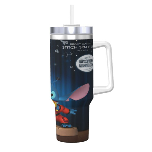 Ποτήρι Stitch40Oz με λαβή και καλαμάκι, αδιάβροχο, μονωμένο, με καπάκι και καλαμάκι, 1