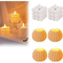 Vela de calabaza a pilas, vela sin llama con forma de calabaza y luz naranja quemada, compatible con decoración de fiestas 2025