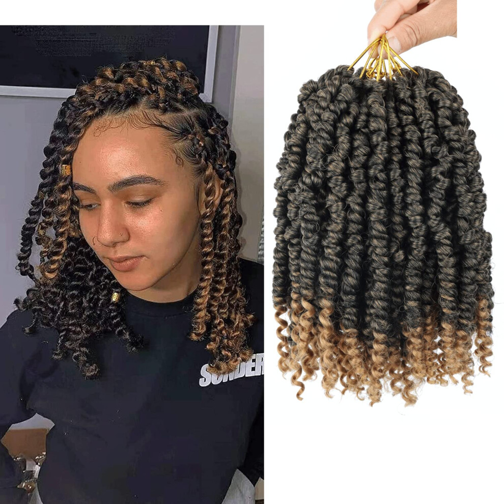 Unisex 7 Packs 10 Inch Short Passion Twist Crochet Braids Pretwisted Bohemian Curl Hair Extensions T27