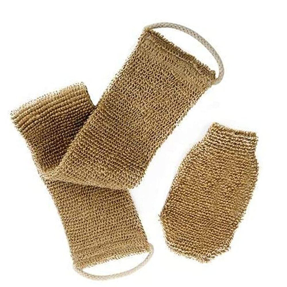 Hemp Back Scrubber and Exfoliating Bath Mitt Set, Dual Texture Deep Skin Renewal for Shower, 2pcs