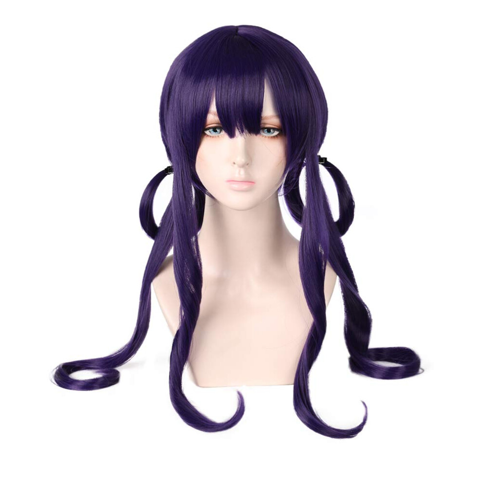 Unisex Purple Cosplay Wig Long Curly Synthetic Hair With Breathable Rose Mesh Cap And Adjustable Fit
