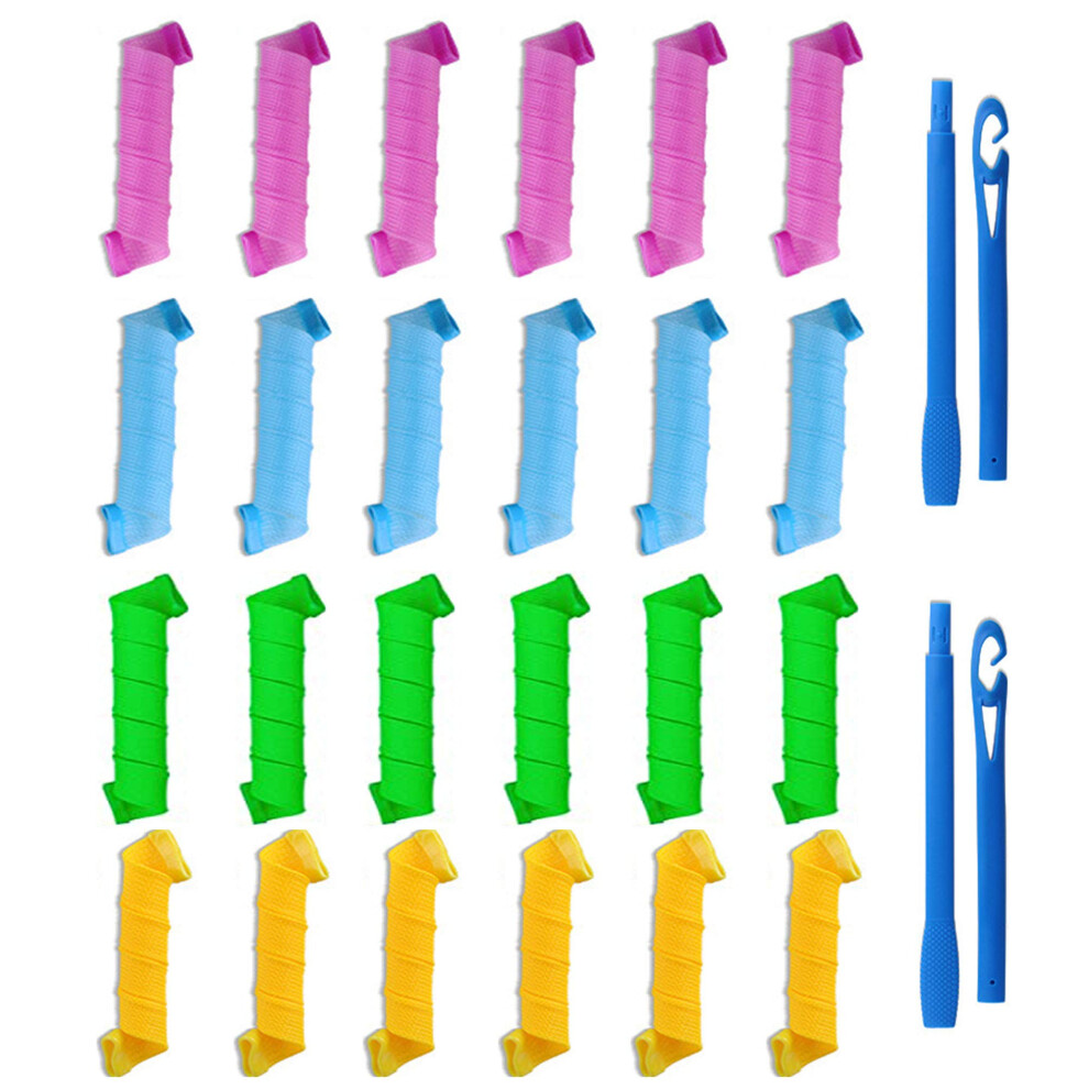 Heatless Hair Curlers with Styling Hooks, No Heat Spiral Curlers Set for Long Hair 45cm MultiColor