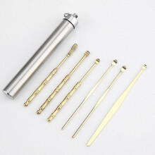 Stainless Steel Earwax Removal Kit 6 Piece Ear Cleaning Tool Set with Compact Storage Tube Gold