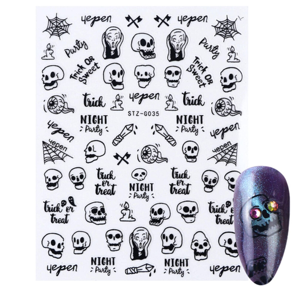Halloween Nail Stickers 3D SelfAdhesive Spider Ghost Pumpkin Decals Easy Peel SalonQuality Finish