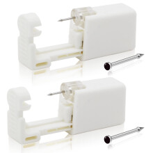Nose Piercing Gun Kit 2Pcs Disposable SingleUse with Preloaded Black Stud Easy Grip Design