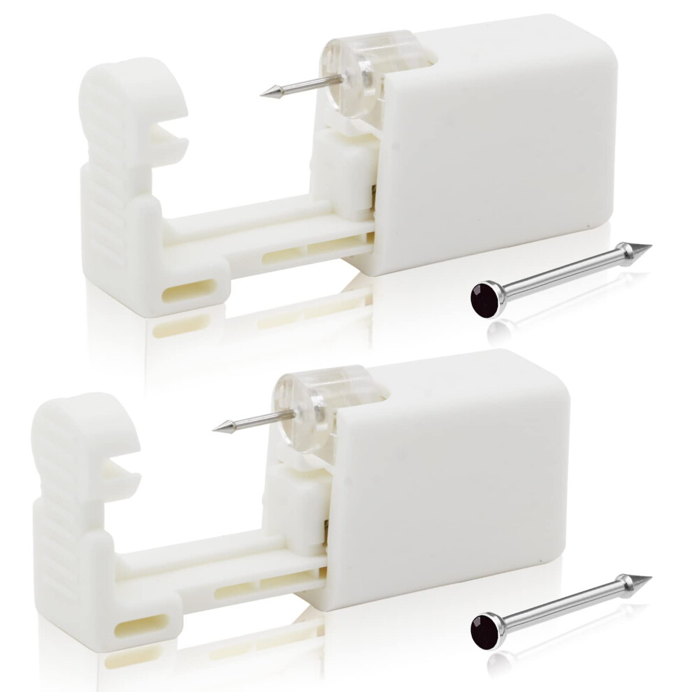 Black Nose Piercing Gun Kit 2Pcs Disposable Singleuse With Preloaded Stud Easy Grip Design