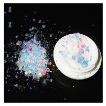 Holographic Nail Glitter 3D Mermaid Sequins Flakes Reflective Mixed Sizes 50g White