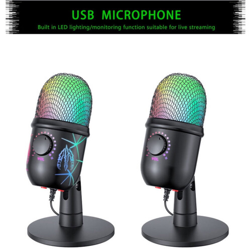 Μικρόφωνο παιχνιδιών TITOUMI, μικρόφωνο USB με φως LED RGB, σίγαση, μείωση θορύβου, 1