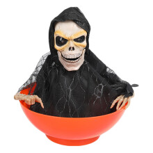 Bol à bonbons animé KAGAYD pour Halloween, activé par le mouvement avec yeux rouges et sons, idéal pour la distribution de bonbons, compatible