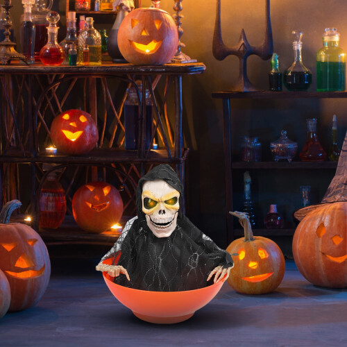 KAGAYD Κινούμενο μπολ με γλυκά για το Halloween, με ενεργοποίηση κίνησης, κόκκινα μάτια 2