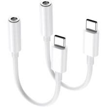[Pacáiste 2] Cuibheoir USB C go 3.5mm, Cábla Dongle Fuaime Aux atá Comhoiriúnach le Galaxy S22/S21/Note20/A53, P50/P40/Mate40, Pixel6/5,