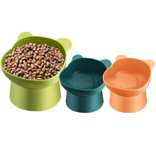 3-pack björnformade, 15 upphöjda kattmatskålar, kompatibla med små hundar, anti-kräkningsbart, lutande plastställ för husdjursmatare