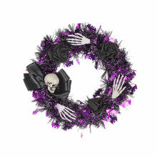 Žhavý výprodej! Výprodej sezónních věnců Poaug - Halloweenský věnec na vchodové dveře se světly, vhodný pro vnitřní i venkovní