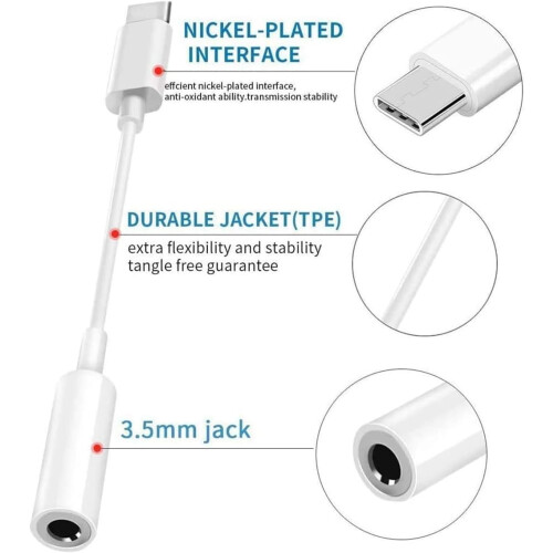 [2 τεμάχια] Προσαρμογέας USB C σε 3,5 χιλ., Καλώδιο Aux Audio Dongle Συμβατό με Galaxy S22/S21/Note20/A53, 1