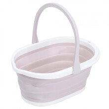 Balde de água portátil dobrável para limpeza de esfregão em casa, ideal para uso doméstico e no banheiro, cor rosa.
