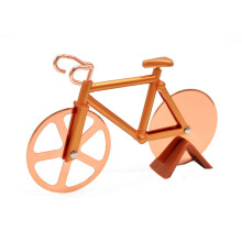 Rose Gold Bicycle Pizza Cutter Wheel with Sharp Stainless Steel Blade and NonSlip Grip