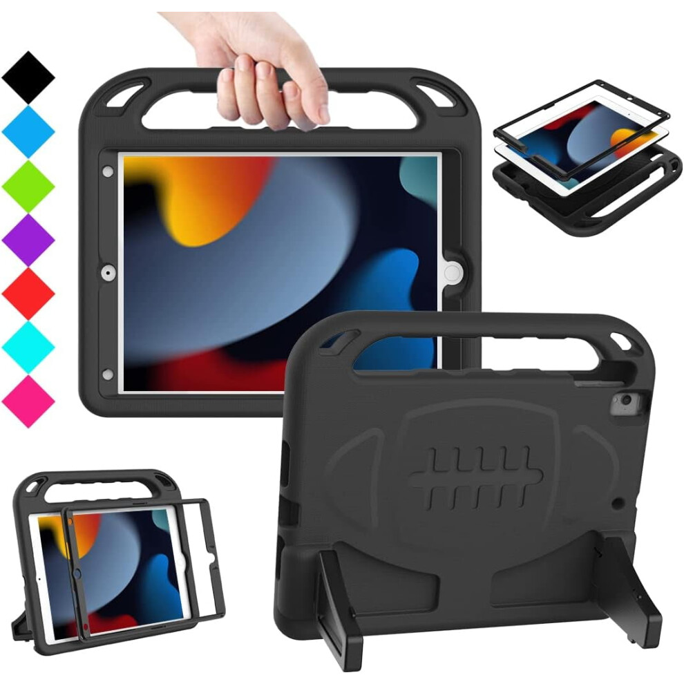 Compatible With Ipad 10.2 Kids Case, Compatible With Ipad 9Th/8Th/7Th Generation Kids Case With Built-In Screen Protector, Portable Handle Stand, 9773935874527