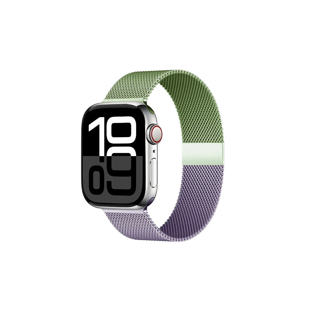 Milanese Loop Band Compatible With Apple Watch 38-49Mm, 40Mm 41Mm 42Mm 44Mm 45Mm 46Mm For Iwatch Series 9 10 8 7 6 5 Se Ultra 2, Starlight Green 9773935986152