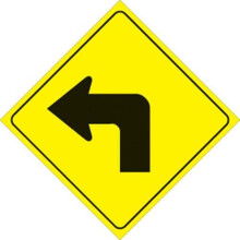 Voss 469 LT YR 12x12in. Reflective Trail Sign - Left Turn Arrow (Yellow/Black)