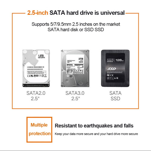 Gabinete jixopn de 2,5 polegadas para HDD/SSD de 480 Mbps para laptop e tablet (branco) 1