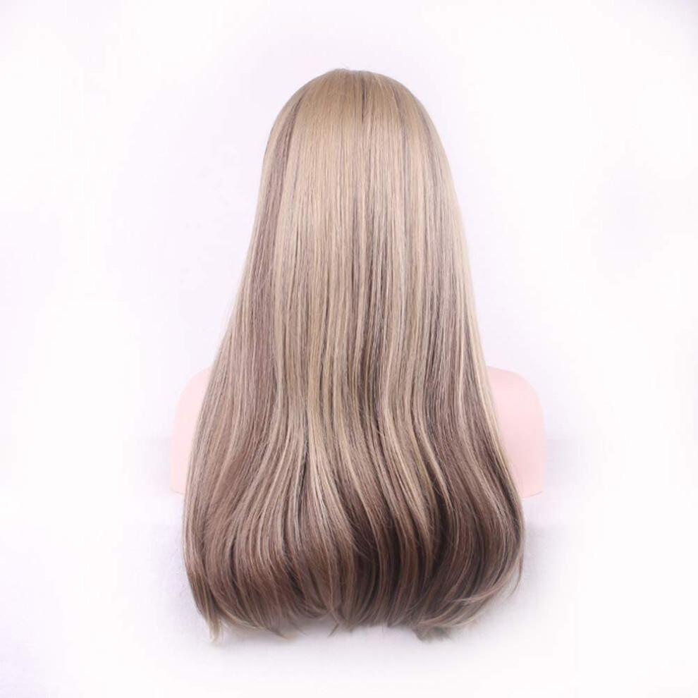 Unisex Long Straight Flaxen Wig With Bangs Naturallooking Soft Texture Lightweight For Women