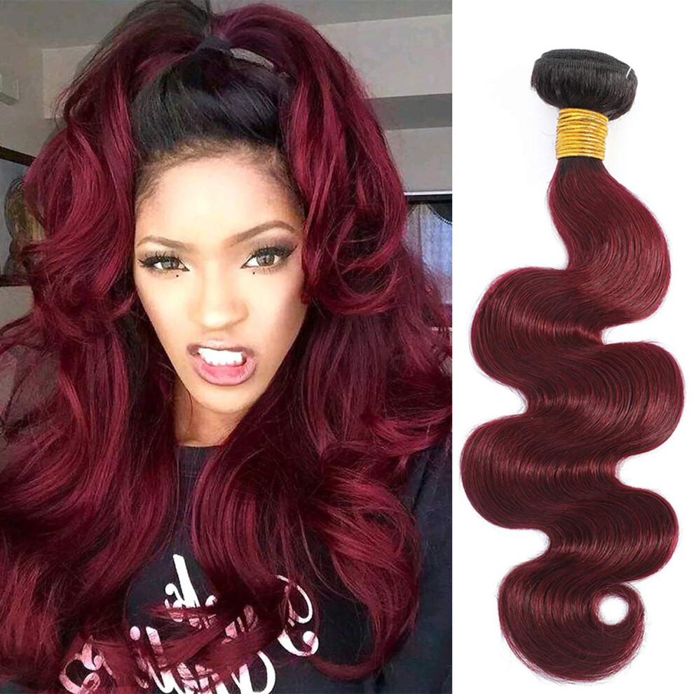 Unisex Red Brazilian Body Wave Human Hair 10A Grade Ombre Burgundy Bundle 1B/99J Virgin Double Weft