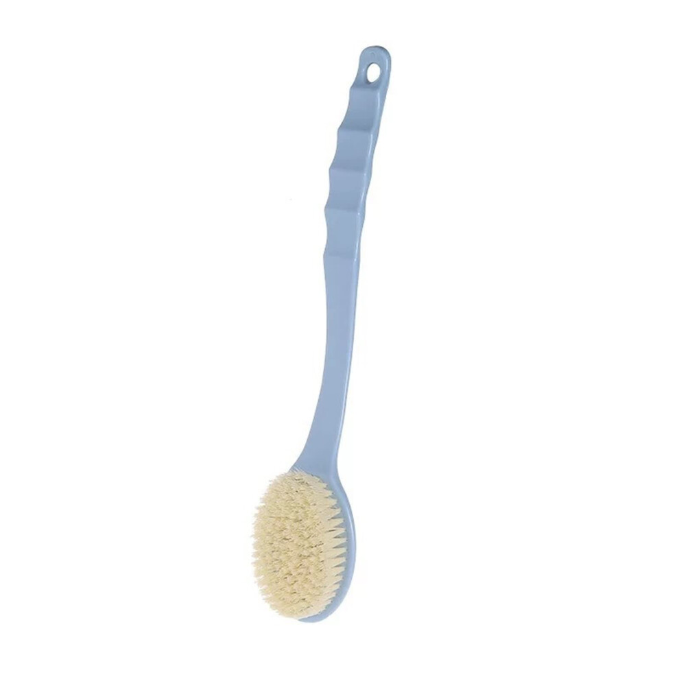 Blue Bath Brush And Back Scrubber With Long Handle, Gentle Exfoliation, Antislip Grip,