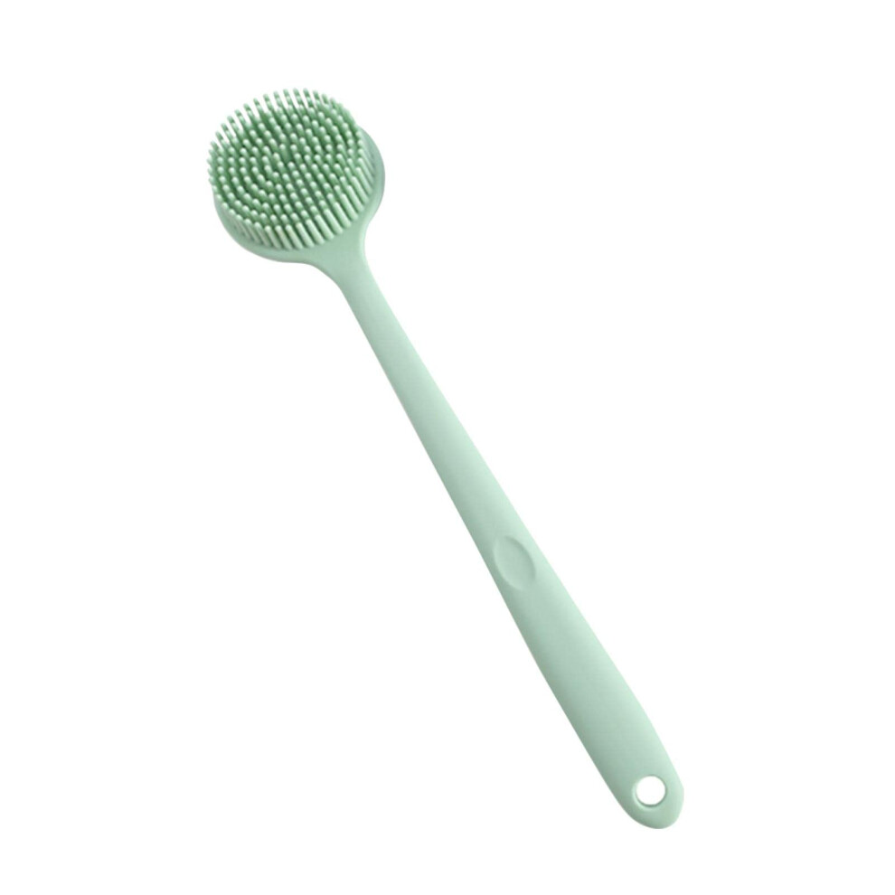 Green Back Scrubber For Shower With Long Antislip Handle, Silicone Bath Brush For Gentle Exfoliation