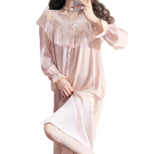 Abbigliamento da notte Retro Palace Elegante set da notte in stile vittoriano con design in pizzo floreale Abbigliamento da casa a maniche lunghe