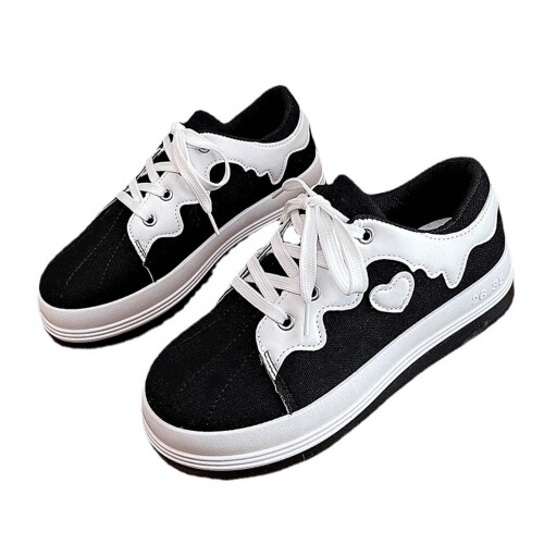 Γυναικεία φλατ παπούτσια από λινό καμβά, slip-on, sneakers με κορδόνια, άνετο ύφασμα, 1